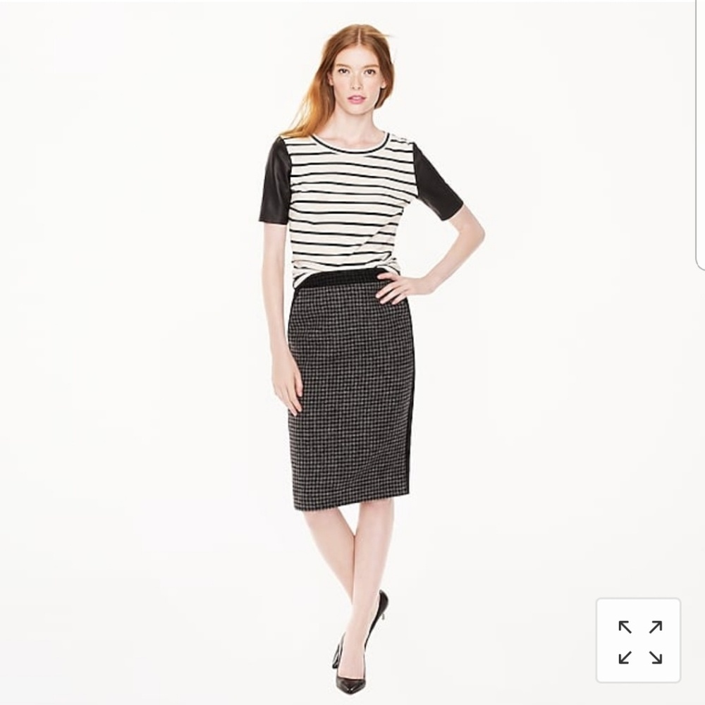J.Crew No.2 Pencil Skirt Colorblock Houndtooth sz8